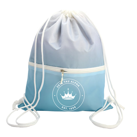 Zeta Tau Alpha Drawstring Backpack, Ombre Color Design