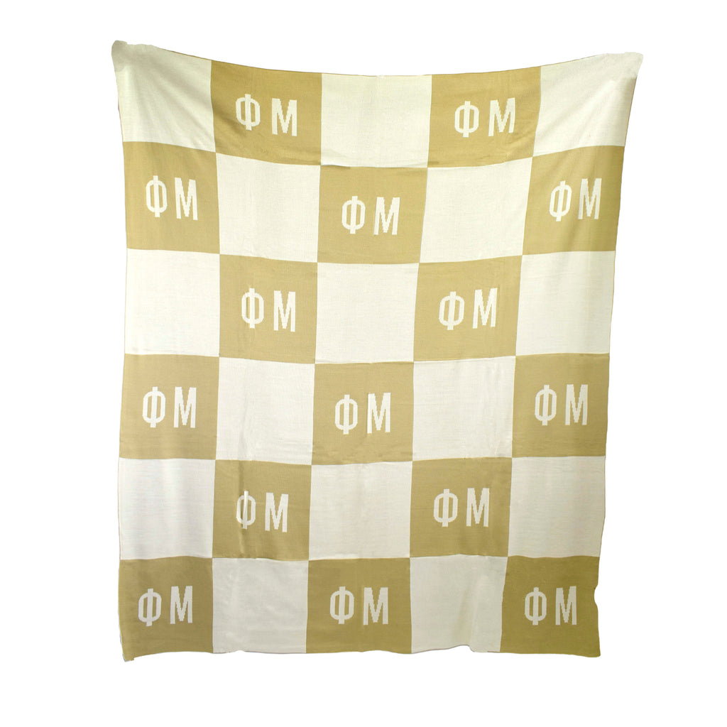 Phi Mu Blanket - Acrylic Knit Checkered Blanket