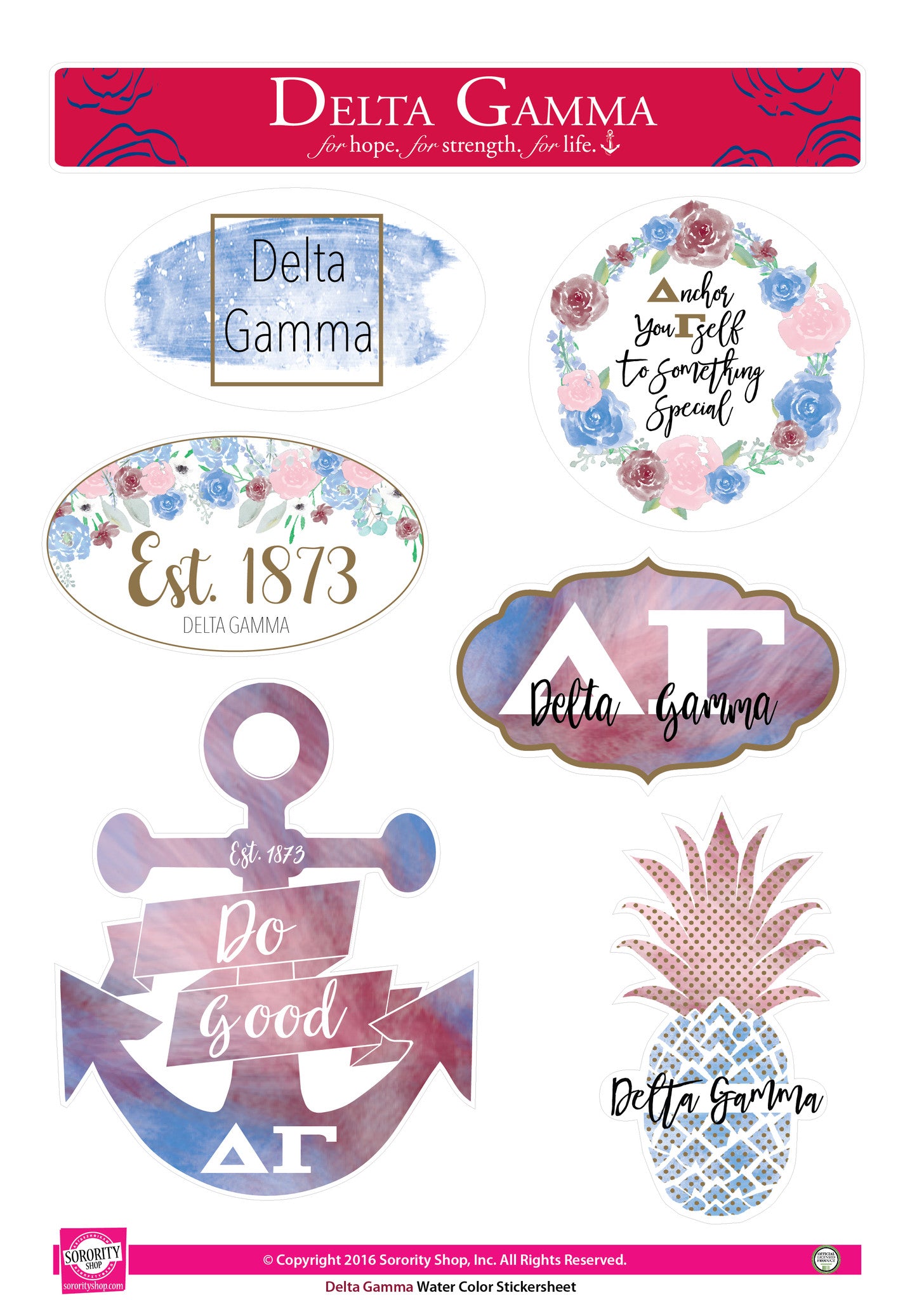 Delta Gamma Water Color Stickers – SororityShop