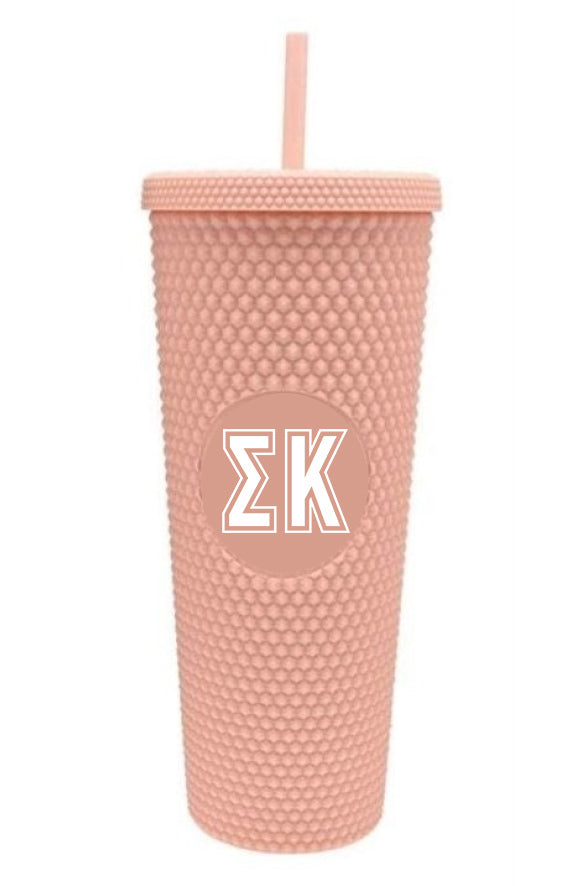 Way to Celebrate 24oz Plastic Tumbler with Straw , Pink Cup with Multi  Color Glitter, Everyday